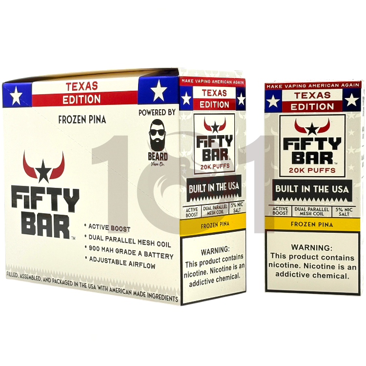 FIFTY BAR SALT NICOTINE 20000 5% TEXAS EDITION - COOL MINT