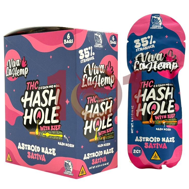 VIVA LA HEMP HASH HOLE+KIEF 2GM PREROLL 2CT PK  SATIVA - ASTROID HAZE