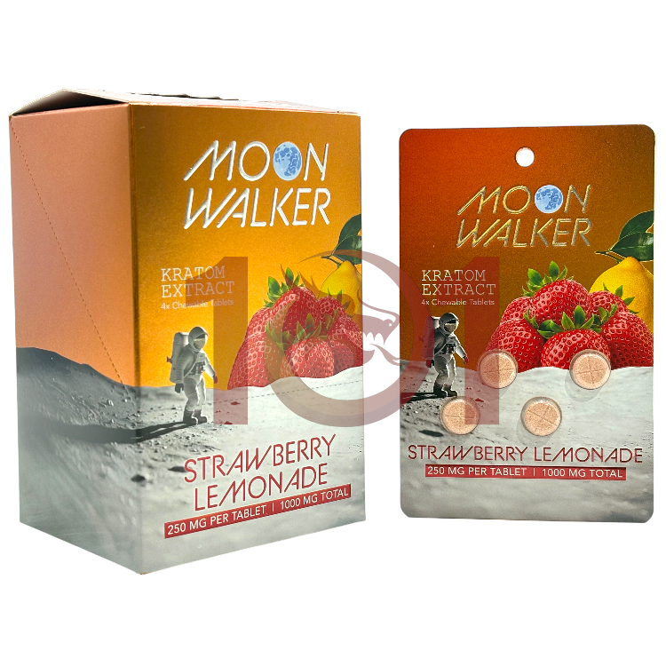 MOON WALKER MITRAGYNA SPECIOSA KRATOM EXTRACT TABLET 250MG 4CT PK - STRAWBERRY LEMONADE