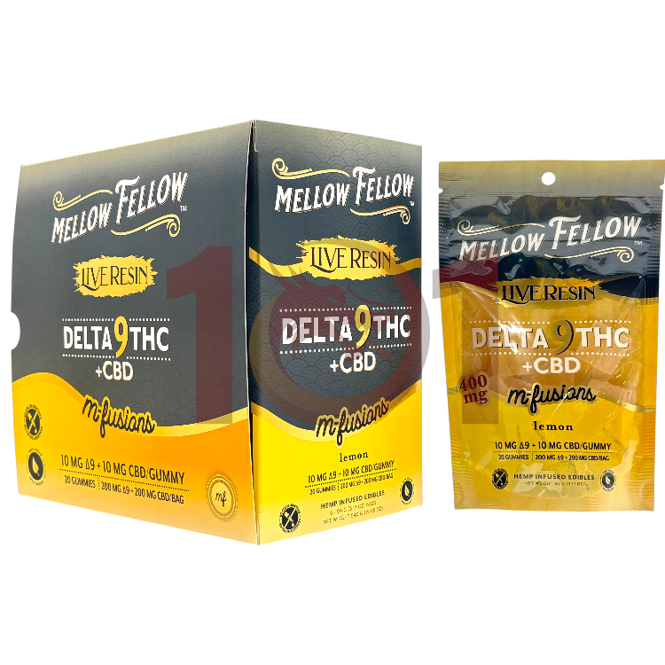 MELLOW FELLOW M FUSIONS LR D9+THC+CBD GUMMY 20MG 20CT PK (400MG/PK) - LEMON