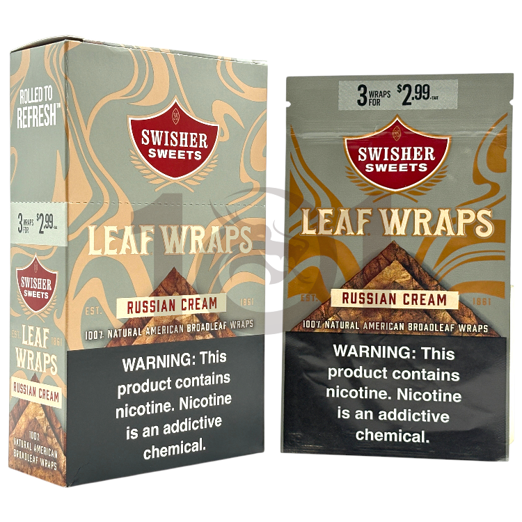 SWISHER SWEETS LEAF LT TOBACCO WRAP SP 3/$2.99 3CT PK - RUSSIAN CREAM