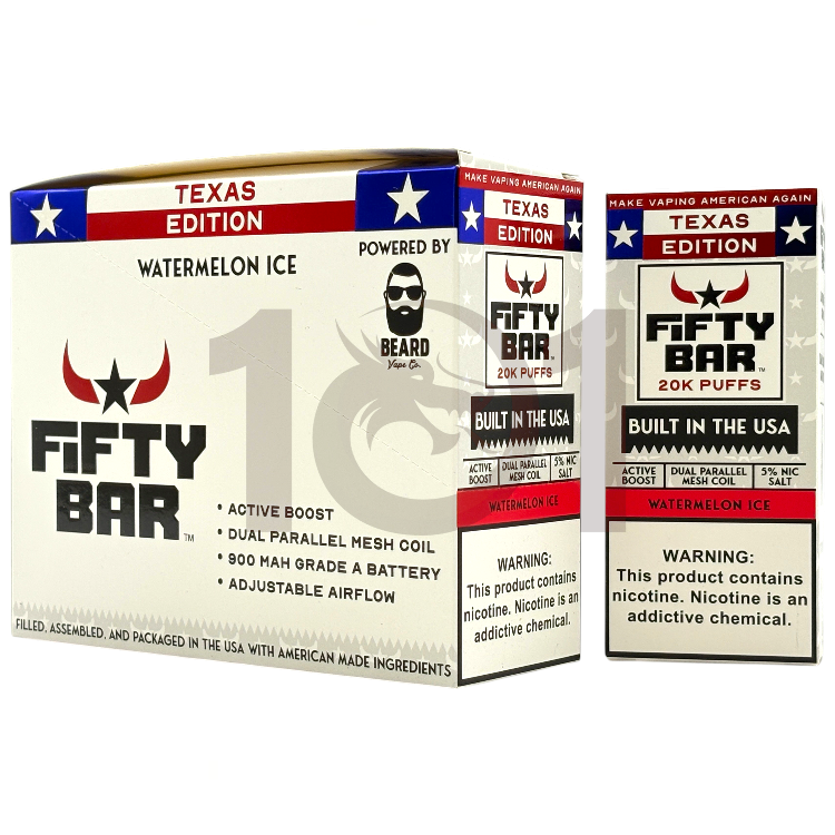 FIFTY BAR SALT NICOTINE 20000 5% TEXAS EDITION - STRAWBERRY ICE