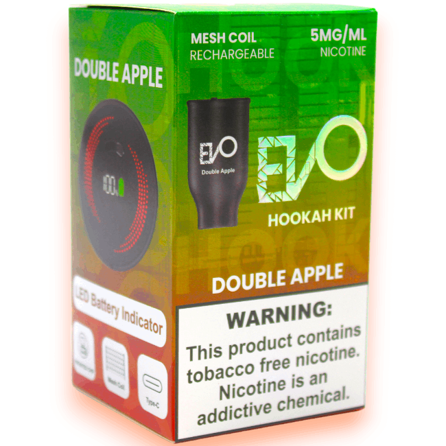 EVO DISPOSABLE HOOKAH BOWL POD KIT DOUBLE - APPLE
