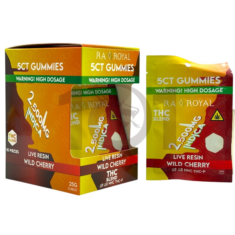 RA ROYAL LR THC BLEND D9+D8+HHC+THCP GUMMY 500MG 5CT PK INDICA - WILD CHERRY