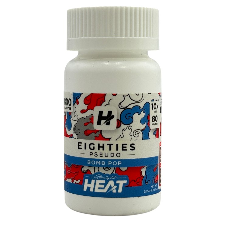 STRAIGHT HEAT 80MG EIGHTIES PSEUDOINDOXYL KRATOM EXTRACT TABLET 10CT JAR - BOMB POP
