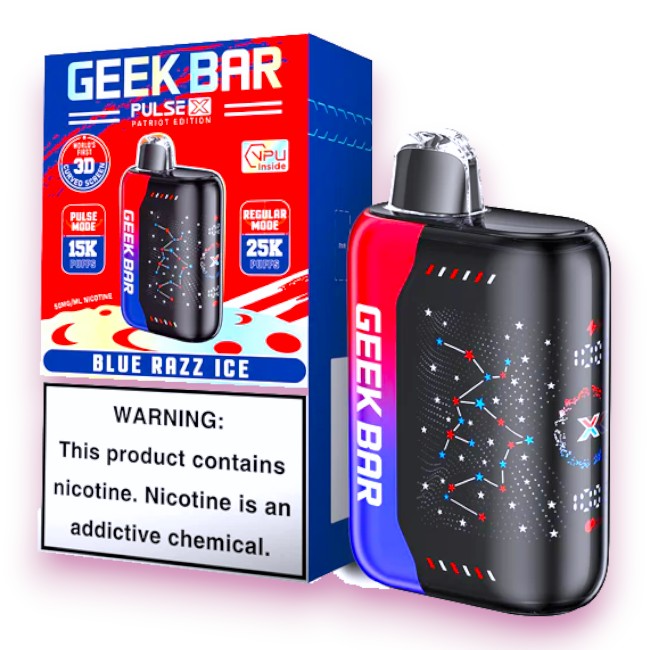 GEEK BAR PULSE X 25000 5% - PATRIOT EDITION BLUE RAZZ ICE
