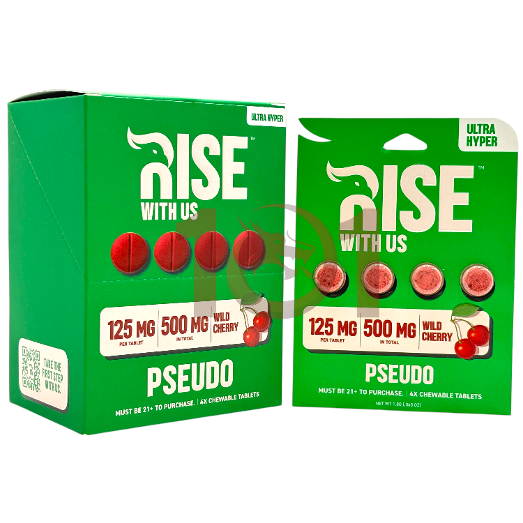 RISE PSEUDOINDOXYL KRATOM EXTRACT TABLET 125MG 4CT PK - WILD CHERRY