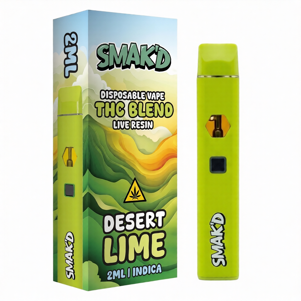 SMAK'D - DELTA - DISPOSABLE VAPE - LR - THC - 2GM/CT - 5CT/BX - INDICA - DESERT LIME