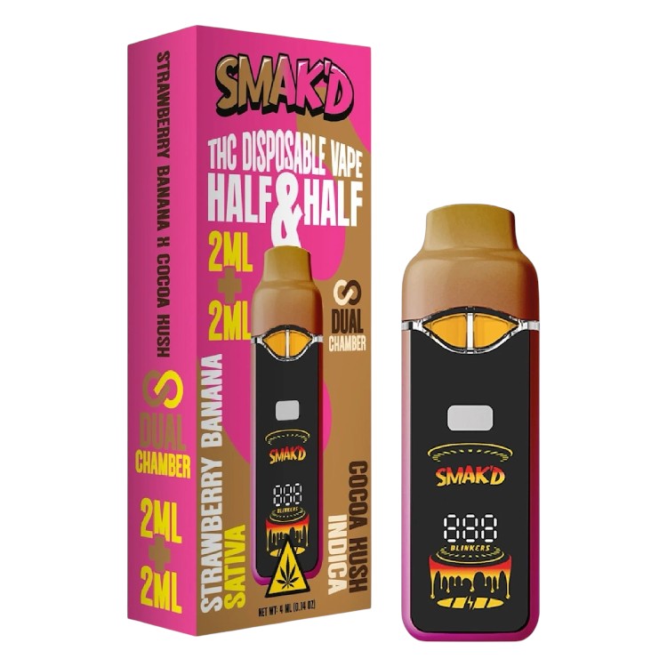 SMAK'D LR THC 4GM SATIVA+INDICA - STRAWBERRY BANANA+COCOA KUSH