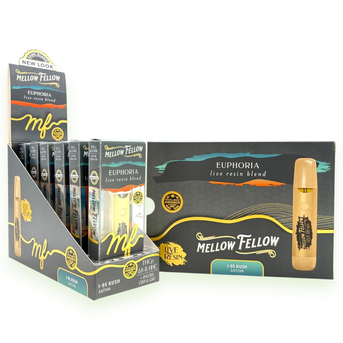 MELLOW FELLOW LR THCP+D8+HHC+H4CBD+CBD+CBG 1ML SATIVA - I-95 KUSH EUPHORIA LR BLEND