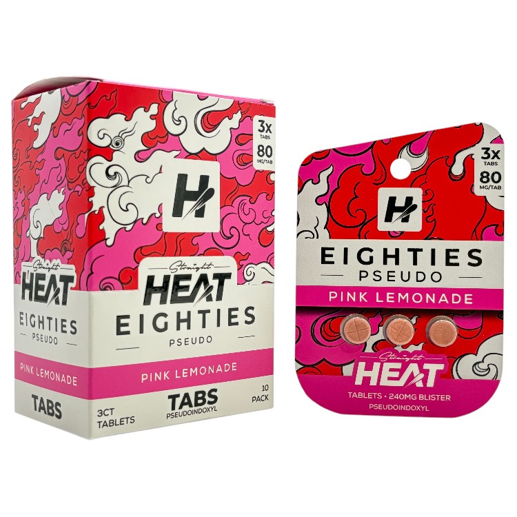 STRAIGHT HEAT 80MG EIGHTIES PSEUDOINDOXYL KRATOM EXTRACT TABLET 3CT PK - PINK LEMONADE