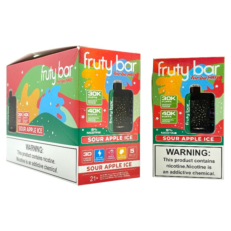 FRUTY BAR TURBO MAX 40000 5% - SOUR APPLE ICE