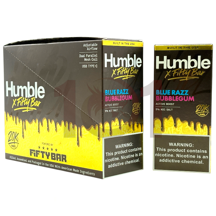 FIFTY BAR SALT NICOTINE 20000 5% HUMBLE - BLUE RAZZ BUBBLEGUM