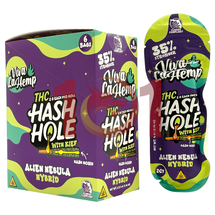 VIVA LA HEMP HASH HOLE+KIEF 2GM PREROLL 2CT PK  HYBRID - ALIEN NEBULA