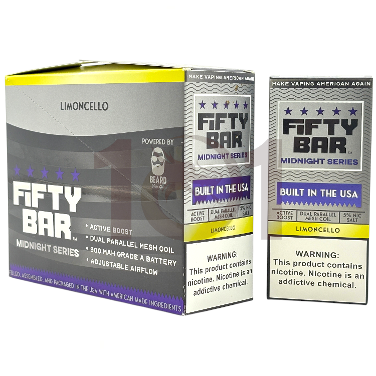 FIFTY BAR SALT NICOTINE 20000 5% MIDNIGHT SERIES - LIMONCELLO