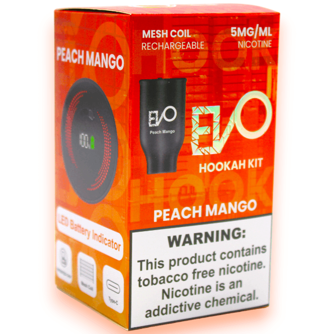EVO DISPOSABLE HOOKAH BOWL POD KIT - PEACH MANGO
