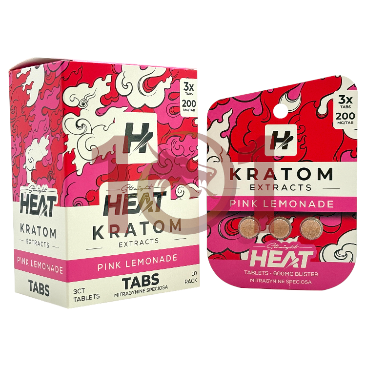 STRAIGHT HEAT MITRAGYNINE EXTRACT TABLET 200MG 3CT PK - PINK LEMONADE