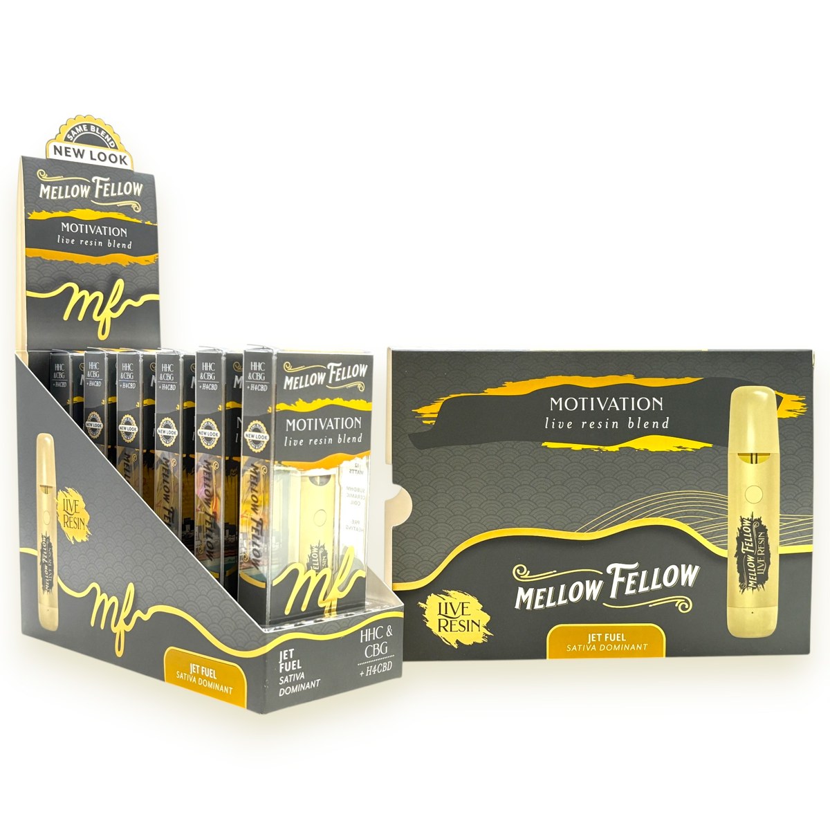 MELLOW FELLOW LR HHC+CBG+H4CBD 1ML SATIVA DOMINANT - JET FUEL MOTIVATION LR BLEND