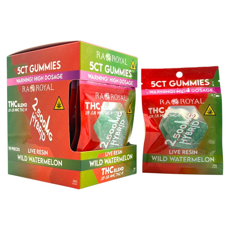 RA ROYAL LR THC BLEND D9+D8+HHC+THCP GUMMY 500MG 5CT PK  HYBRID - WILD WATERMELON