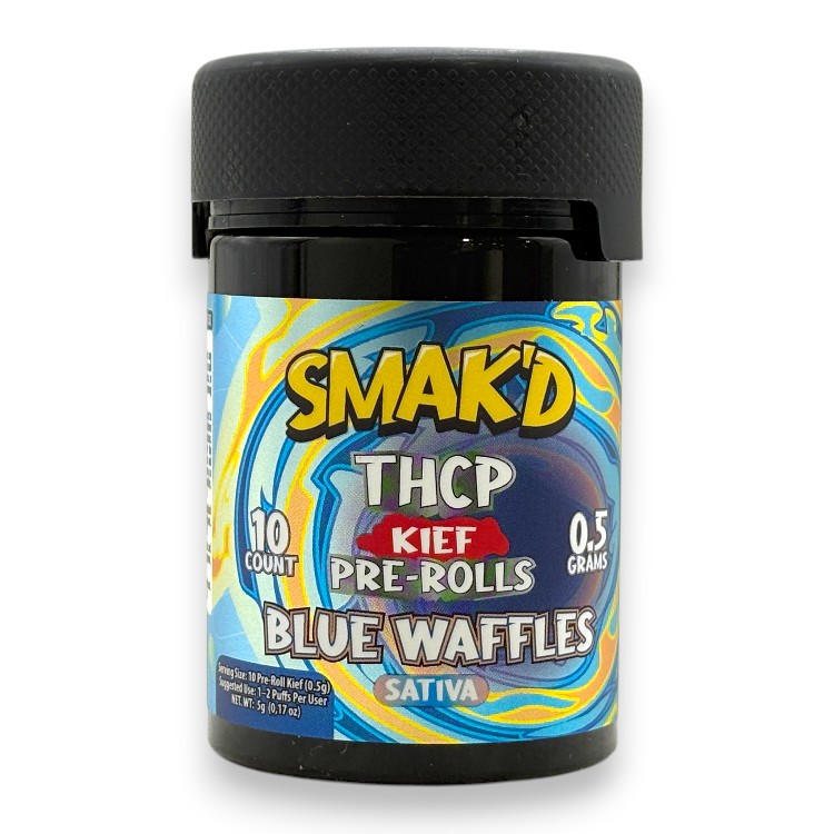 SMAK'D - DELTA - PREROLL - KIEF - THCP - 0.5GM/CT - 10CT/JR - SATIVA - BLUE WAFFLES