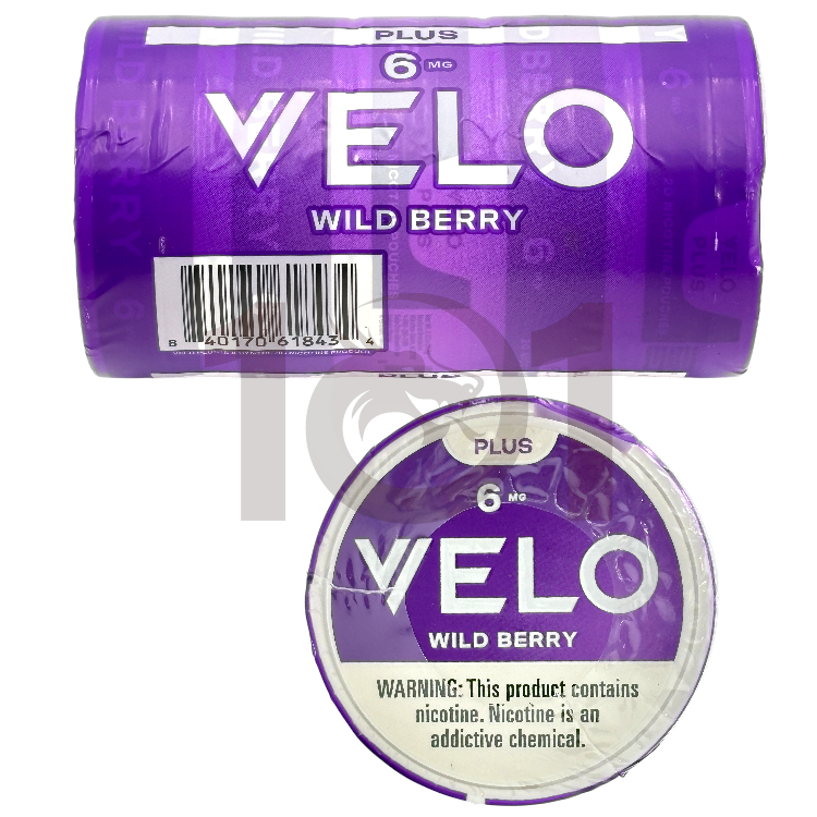 VELO PLUS NICOTINE POUCHES 20CT PK 6MG - WILD BERRY