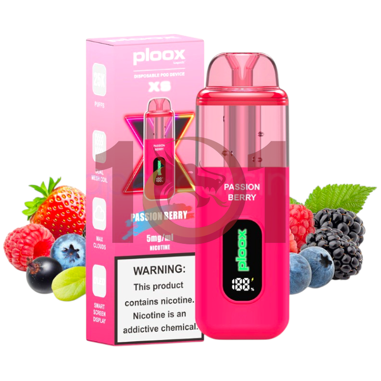 PLOOX 25000 0.5% 18ML HOOKAH POD XS - PASSION BERRY