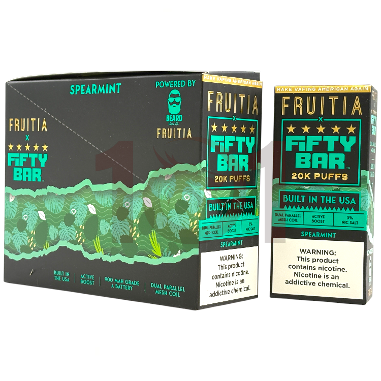 FIFTY BAR SALT NICOTINE 20000 5% FRUITIA - SPEARMINT