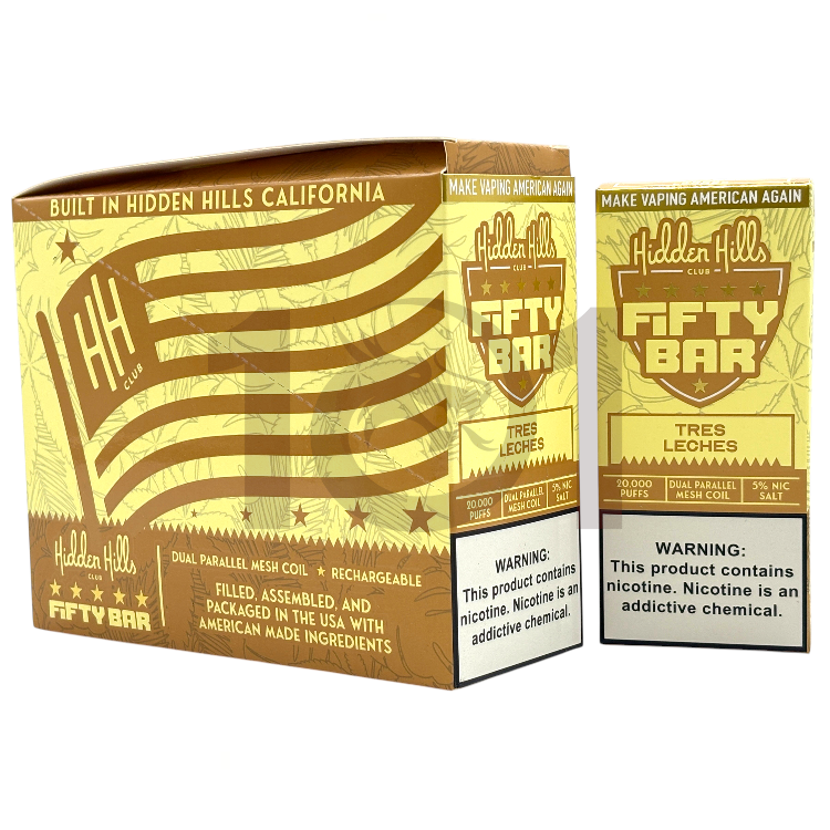 FIFTY BAR SALT NICOTINE 20000 5% HIDDEN HILLS CLUB - TRES LECHES