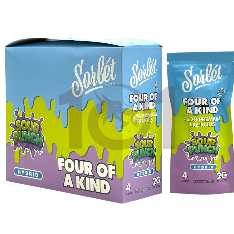 SORBET LABS THCP PREROLL 2GM 4CT PK HYBRID - SOUR PUNCH