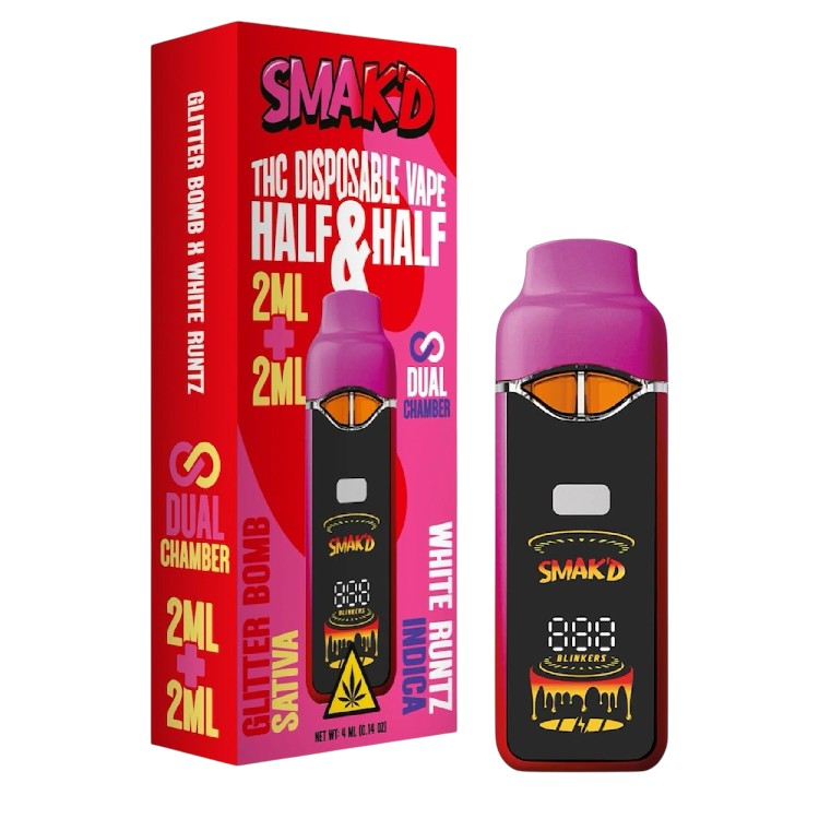 SMAK'D LR THC 4GM SATIVA+INDICA - GLITTER BOMB+WHITE RUNTZ