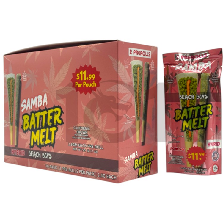 SAMBA BATTER MELT SP 1PK/$11.99 2.5GM 2CT/PK PREROLL HYBRID - BEACH BOYS