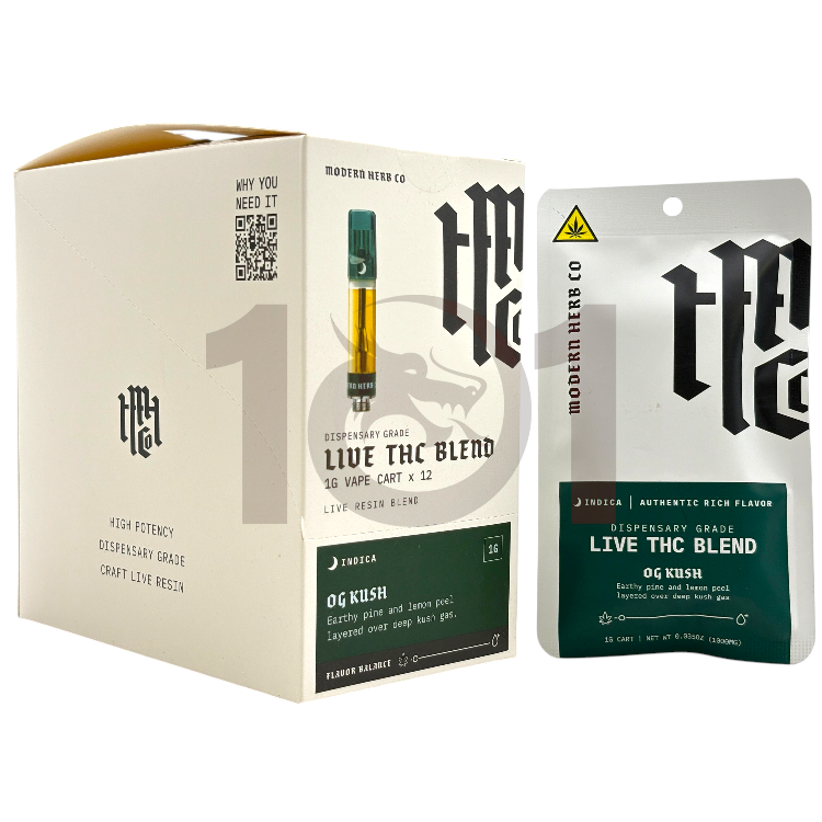 MODERN HERB CO - DELTA - CARTRIDGE - LIVE THC BLEND - 1GM/CT - 12CT/BX - INDICA - OG KUSH