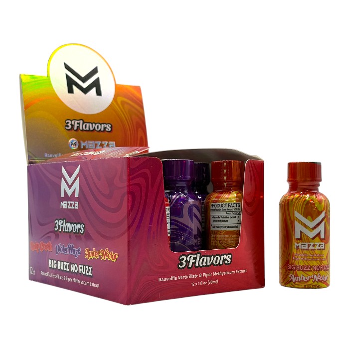 MAZZA RAUVOLFIA VERTICILLATE & PIPER METHYSTICUM 1OZ KAVA EXTRACT SHOT - 3 FLAVORS