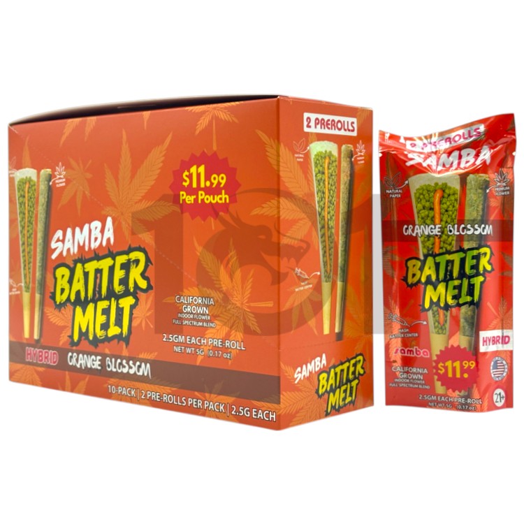 SAMBA BATTER MELT SP 1PK/$11.99 2.5GM 2CT/PK PREROLL HYBRID - ORANGE BLOSSOM