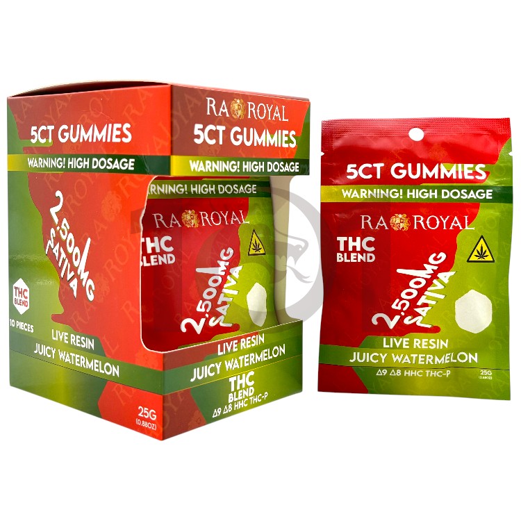 RA ROYAL LR THC BLEND D9+D8+HHC+THCP GUMMY 500MG 5CT PK SATIVA - JUICY WATERMELON