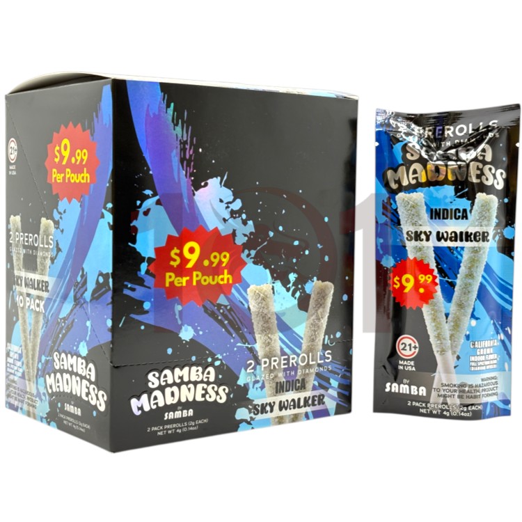 SAMBA MADNESS SP 1PK/$9.99 2GM 2CT PK DIAMONDS GLAZED PREROLL INDICA - SKY WALKER