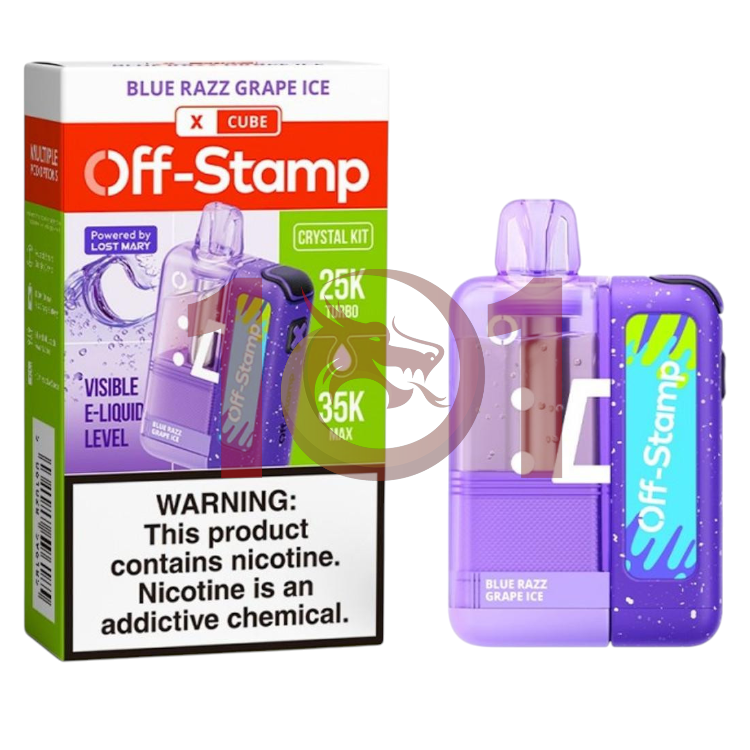 OFF-STAMP X CUBE KIT CRYSTAL 35000 5% - BLUE RAZZ GRAPE ICE