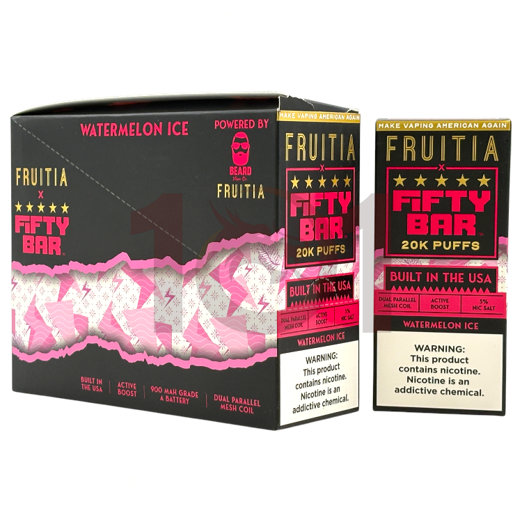 FIFTY BAR SALT NICOTINE 20000 5% FRUITIA - WATERMELON ICE