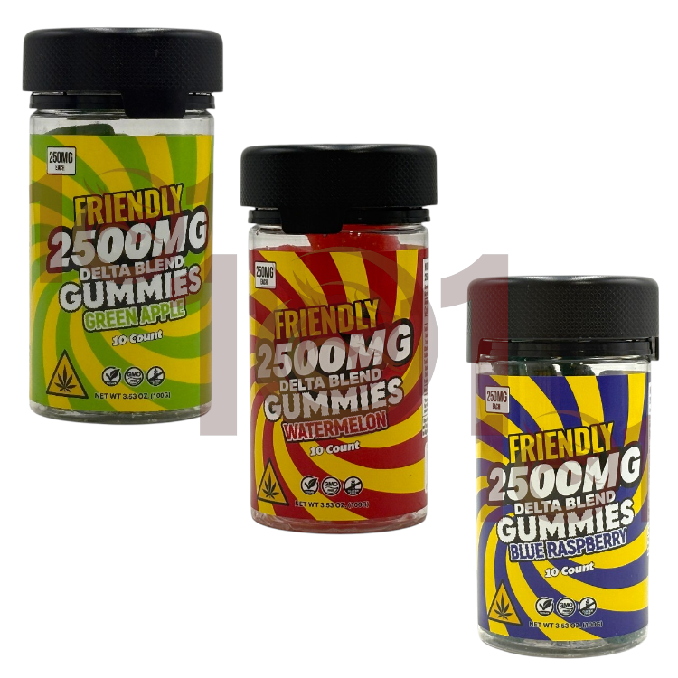FRIENDLY D8+D9 GUMMY 250MG 10CT JAR (2500MG/JR)