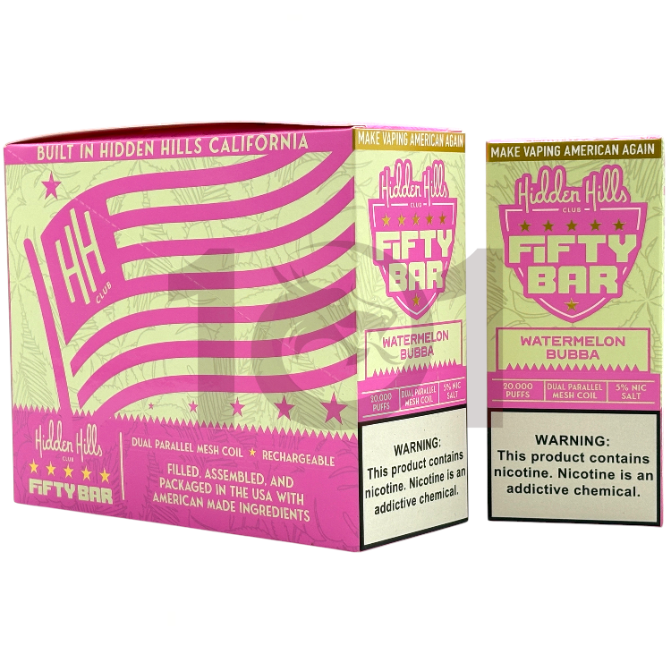 FIFTY BAR SALT NICOTINE 20000 5% HIDDEN HILLS CLUB - WATERMELON BUBBA