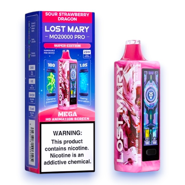 LOST MARY MO20000 PRO SUPER EDITION 5% - SOUR STRAWBERRY DRAGON