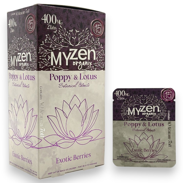 MYZEN ORGANIX - BLUE LOTUS - EXTRACT TABLET - 2CT/PK - 20PK/BX - POPPY&LOTUS - EXOTIC BERRIES