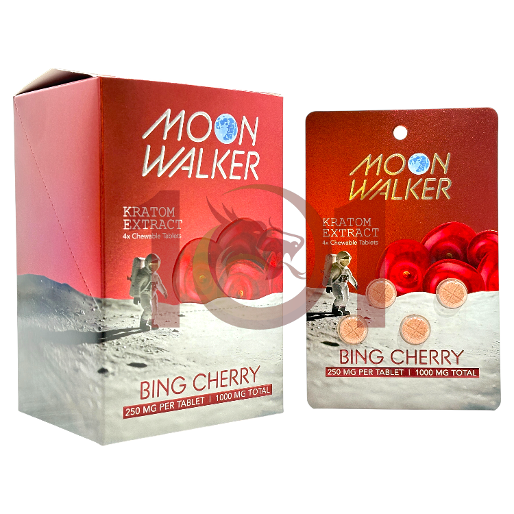 MOON WALKER MITRAGYNA SPECIOSA KRATOM EXTRACT TABLET 250MG 4CT PK - BING CHERRY