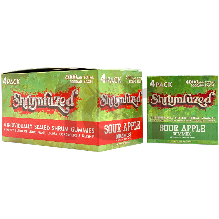 SHRUMFUZED MUSHROOM GUMMY 1000MG 4CT PK - SOUR APPLE