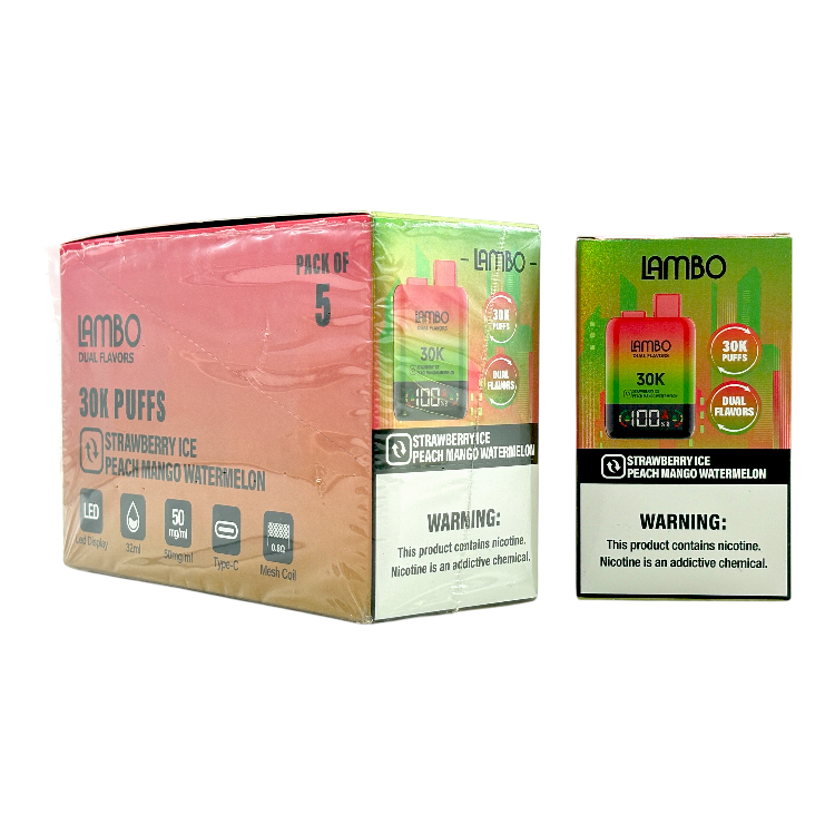 LAMBO DUAL FLAVORS 30000 5% - STRAWBERRY ICE + PEACH MANGO WATERMELON