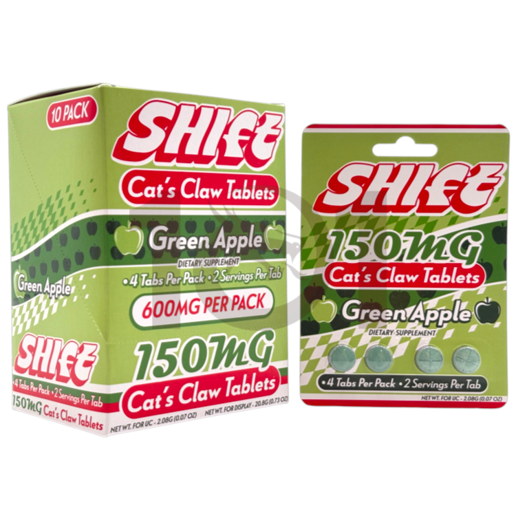 SHIFT CATS CLAW UNCARIA TOMENTOSA EXTRACT TABLET 150MG 4CT PK - GREEN APPLE