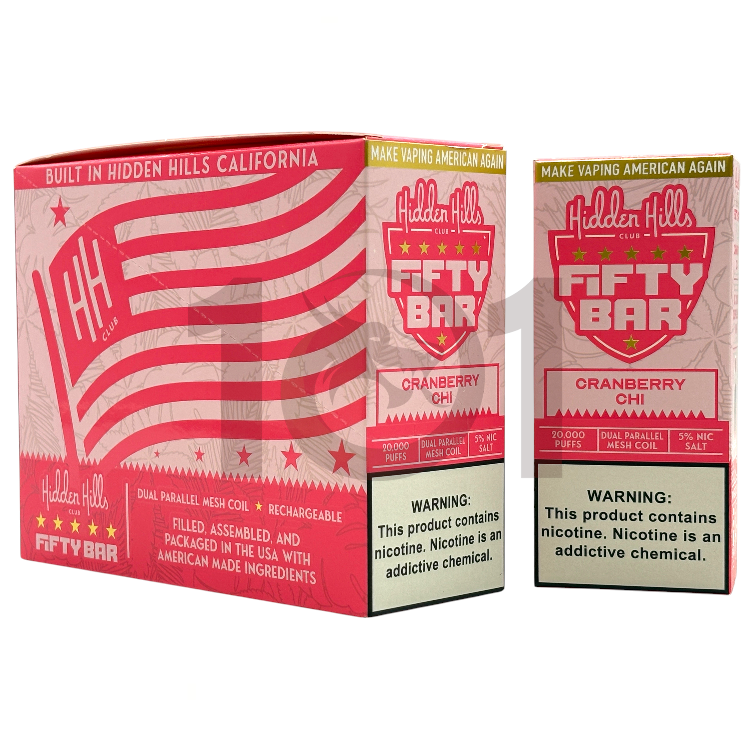 FIFTY BAR SALT NICOTINE 20000 5% HIDDEN HILLS CLUB - CRANBERRY CHI