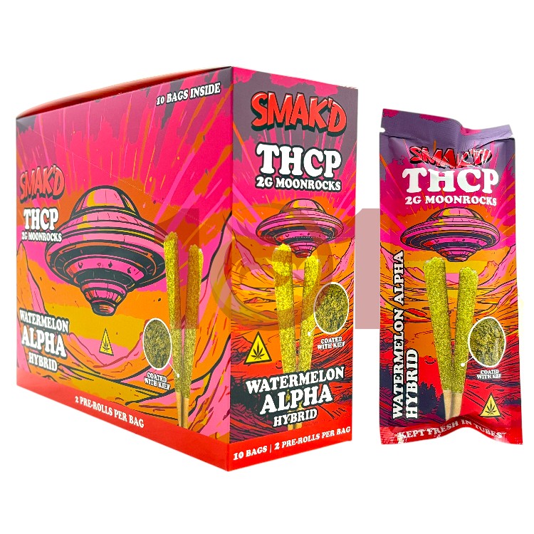 SMAK'D MOONROCKS THCP 2GM CT  2CT PK PREROLL KIEF HYBRID - WATERMELON ALPHA