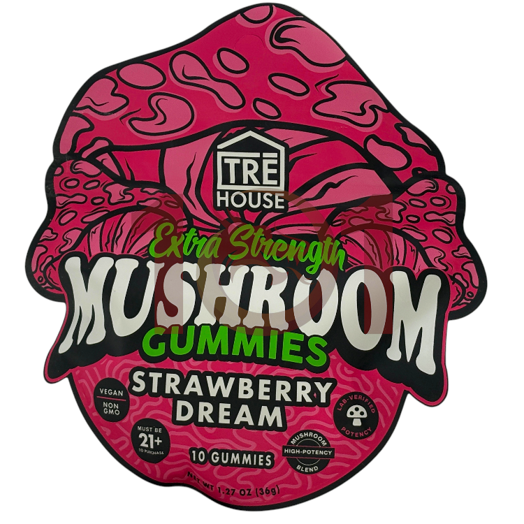 TRE HOUSE EXTRA STRENGTH MUSHROOM GUMMY 1.27OZ 10CT PK - STRAWBERRY DREAM