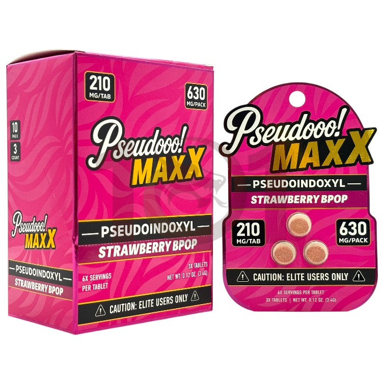 PSEUDOOO MAXX PSEUDOINDOXYL KRATOM EXTRACT TABLET 210MG 3CT PK - STRAWBERRY BPOP